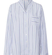 Loungy Nights Cotton Shawl Collar Shirt | Powder Blue Stripe 74967-3055